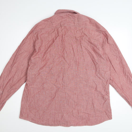 Marks and Spencer Men’s Red Long Sleeve Button-Down Cotton Shirt XL
