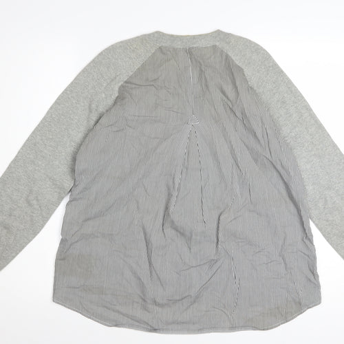 Whistles Women’s Grey Cotton Rabbit Patch Pullover Jumper UK 8