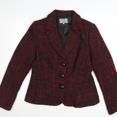 Marks and Spencer Women Red Tweed Wool Blend Blazer Size 12