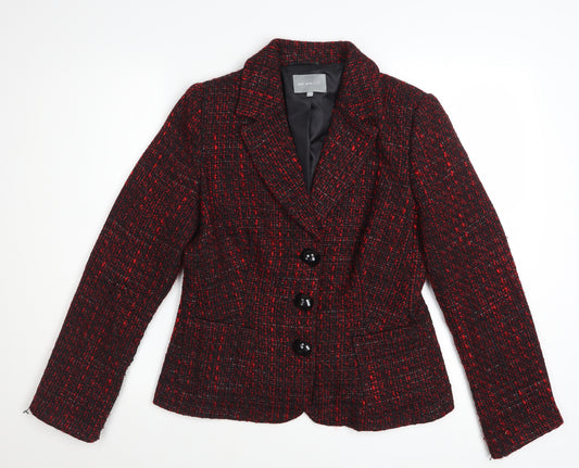 Marks and Spencer Women Red Tweed Wool Blend Blazer Size 12