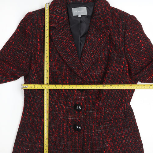 Marks and Spencer Women Red Tweed Wool Blend Blazer Size 12