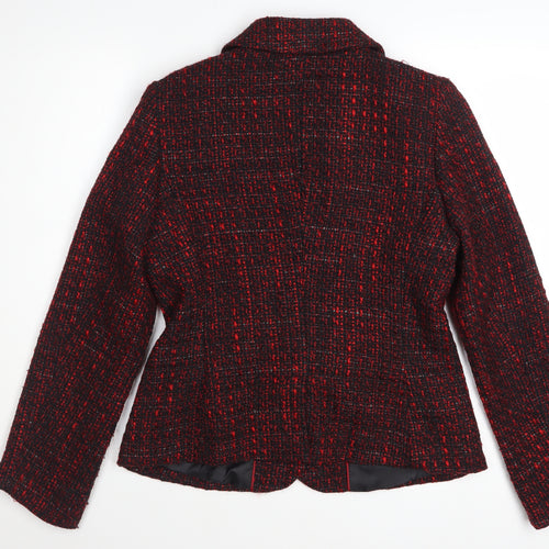 Marks and Spencer Women Red Tweed Wool Blend Blazer Size 12