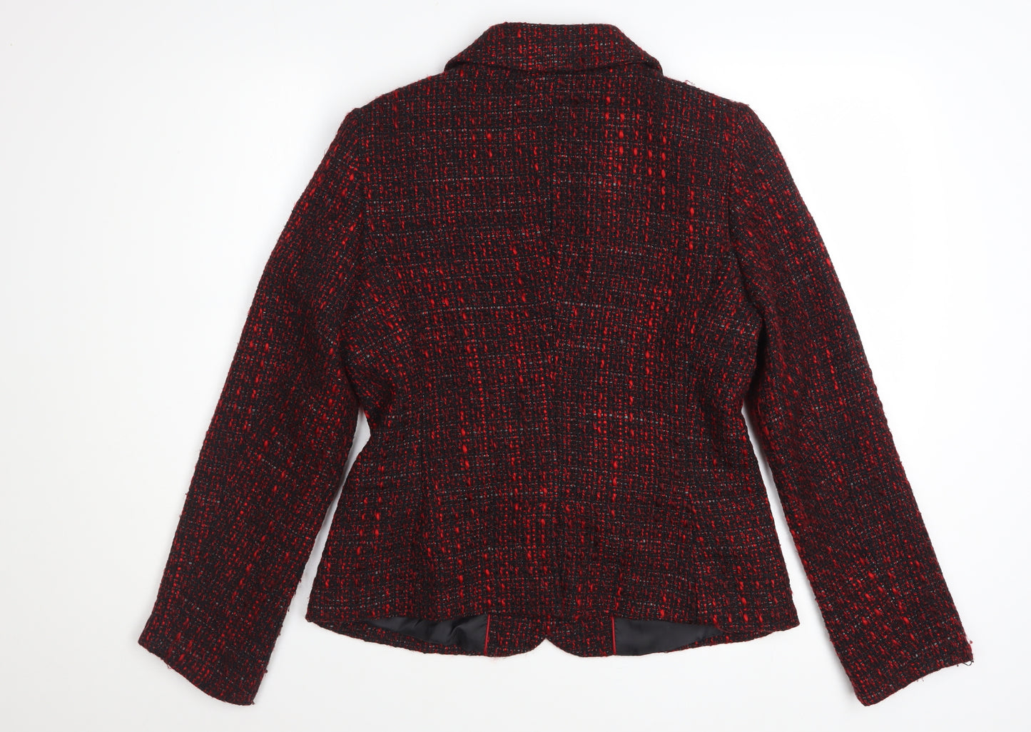 Marks and Spencer Women Red Tweed Wool Blend Blazer Size 12