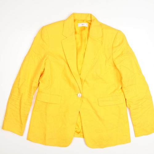 Mango Women's Yellow Linen Blazer Size 16 Regular Fit
