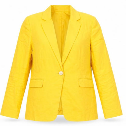 Mango Women's Yellow Linen Blazer Size 16 Regular Fit