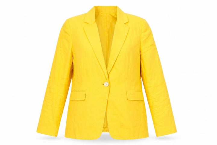 Mango Women's Yellow Linen Blazer Size 16 Regular Fit