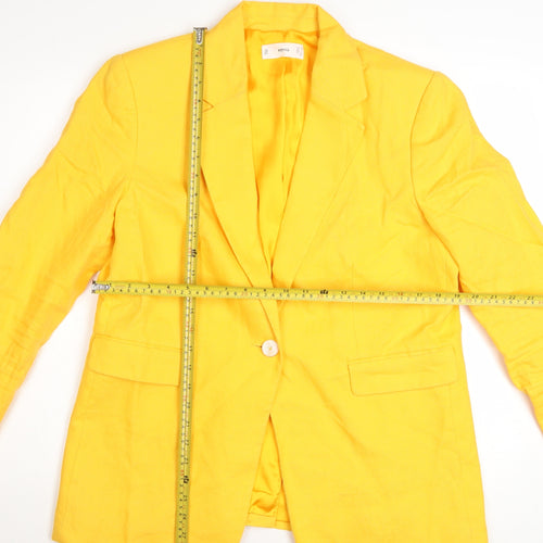 Mango Women's Yellow Linen Blazer Size 16 Regular Fit
