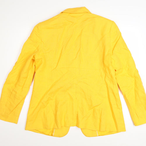 Mango Women's Yellow Linen Blazer Size 16 Regular Fit