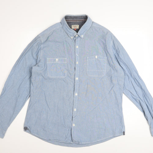 Next Men’s Blue Cotton Button-Down Long Sleeve Casual Shirt XL