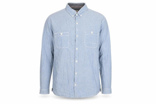 Front view of Next Men’s Blue Cotton Button-Down Long Sleeve Casual Shirt XL