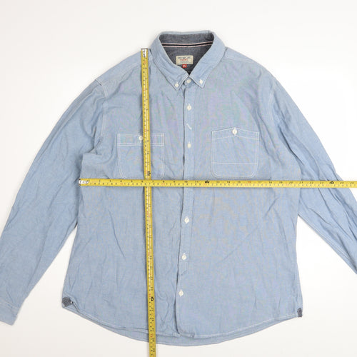 Next Men’s Blue Cotton Button-Down Long Sleeve Casual Shirt XL