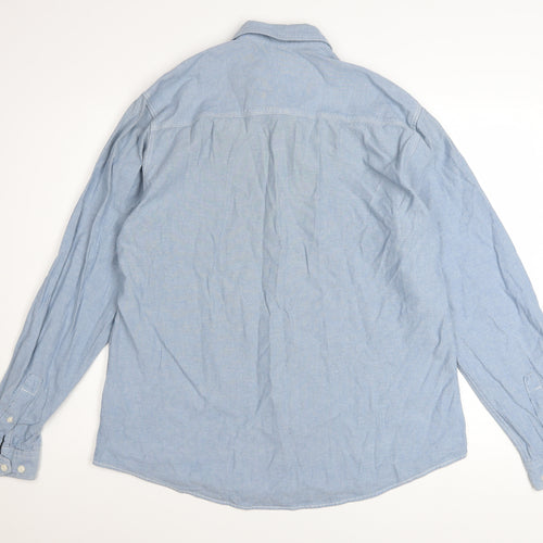 Next Men’s Blue Cotton Button-Down Long Sleeve Casual Shirt XL