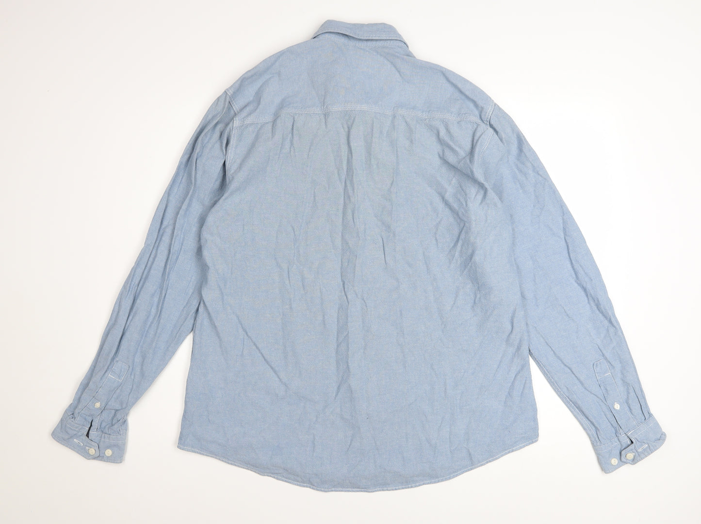 Next Men’s Blue Cotton Button-Down Long Sleeve Casual Shirt XL