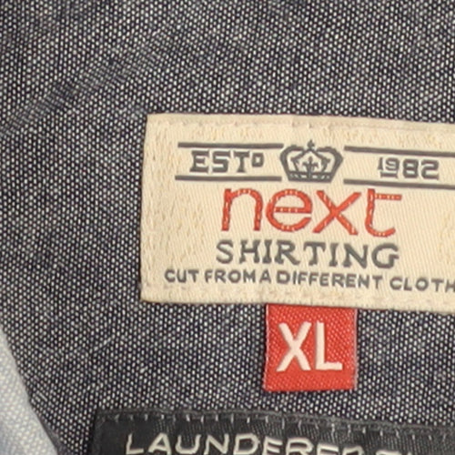 Next Men’s Blue Cotton Button-Down Long Sleeve Casual Shirt XL