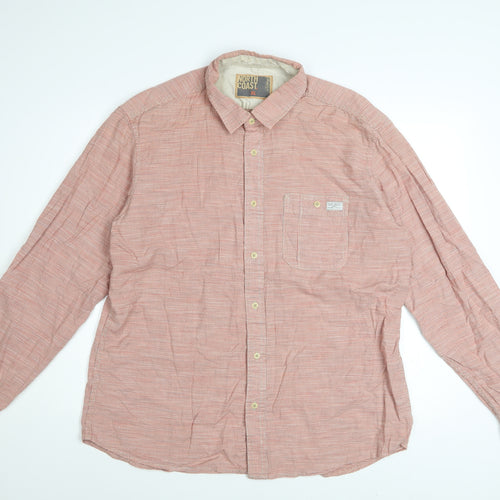 Marks and Spencer Men’s Red Check Cotton Long Sleeve Button-Up Shirt XL