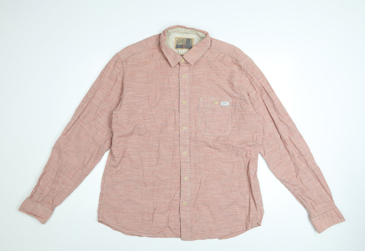 Marks and Spencer Men’s Red Check Cotton Long Sleeve Button-Up Shirt XL