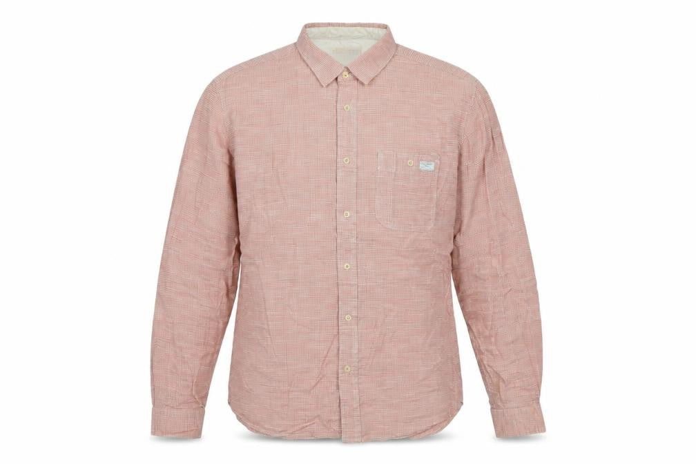 Marks and Spencer Men’s Red Check Cotton Long Sleeve Button-Up Shirt XL