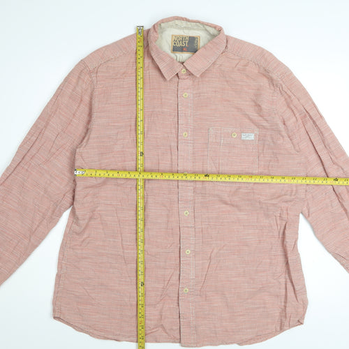 Marks and Spencer Men’s Red Check Cotton Long Sleeve Button-Up Shirt XL