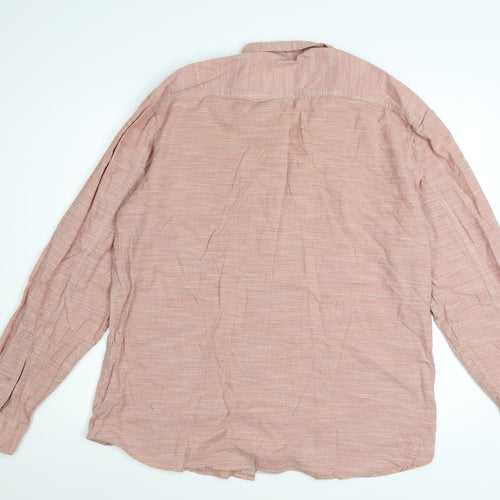 Marks and Spencer Men’s Red Check Cotton Long Sleeve Button-Up Shirt XL