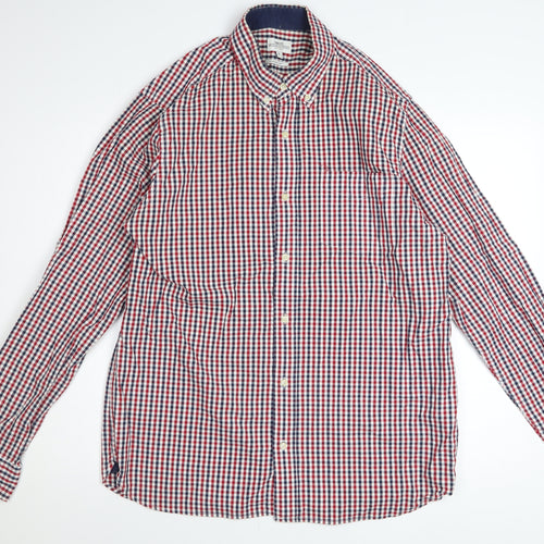 Next Men's Multicoloured Checked Long Sleeve Cotton Button-Up Shirt XL