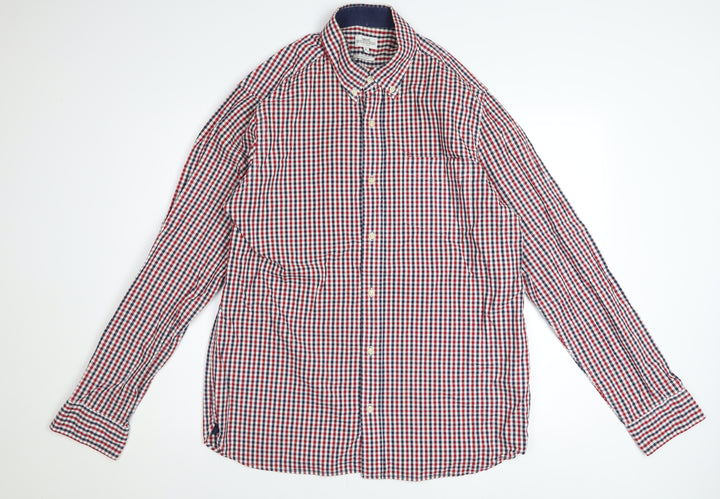 Next Men's Multicoloured Checked Long Sleeve Cotton Button-Up Shirt XL