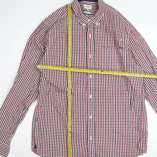 Next Men's Multicoloured Checked Long Sleeve Cotton Button-Up Shirt XL