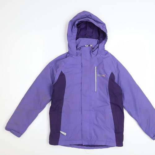 Regatta Girls Purple Waterproof Hooded Puffer Jacket 9-10 Years