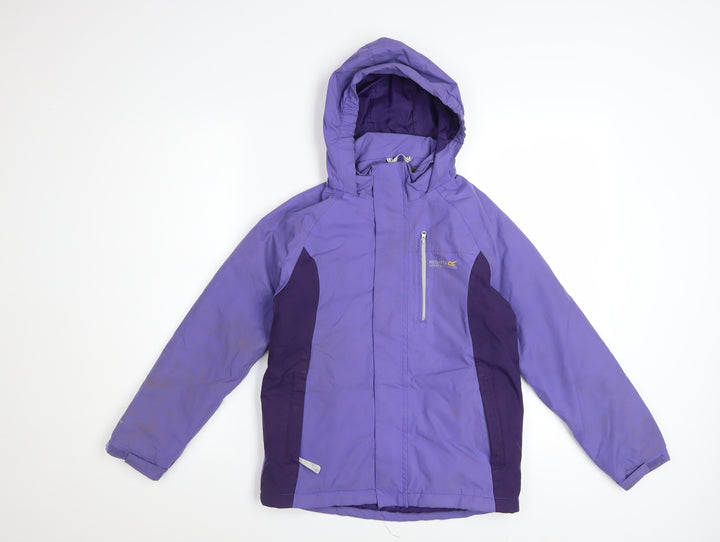 Regatta Girls Purple Waterproof Hooded Puffer Jacket 9-10 Years