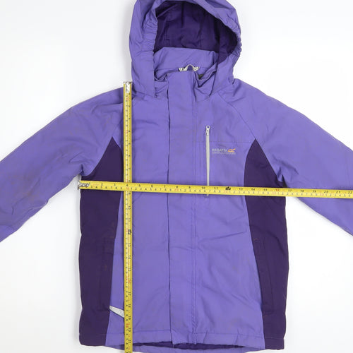 Regatta Girls Purple Waterproof Hooded Puffer Jacket 9-10 Years