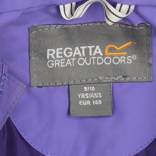 Regatta Girls Purple Waterproof Hooded Puffer Jacket 9-10 Years