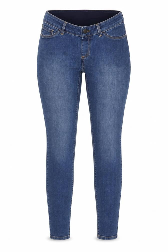 Front view of Seraphine Women's Blue Tall, size 12, Skinny Maternity Jeans