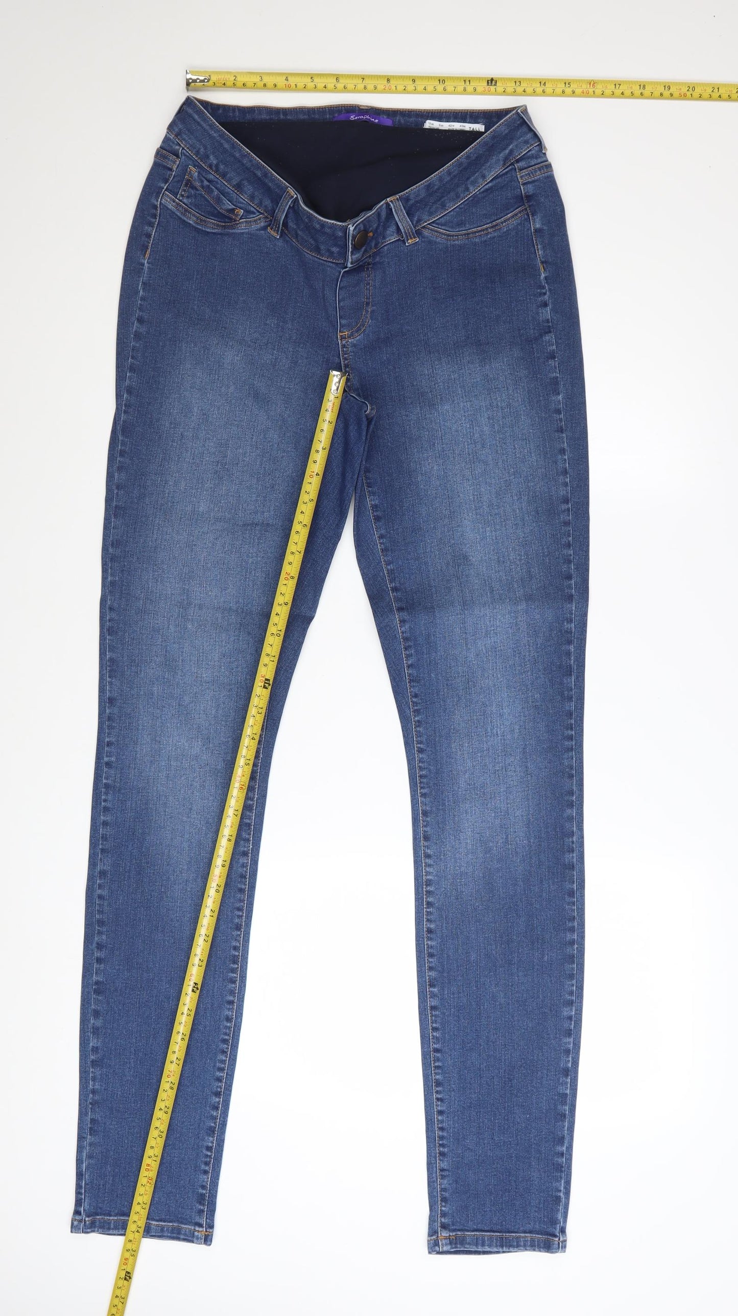 Seraphine Women's Blue Tall Size 12 Skinny Maternity Jeans