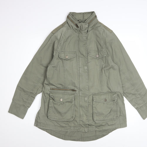 Marks and Spencer Women Khaki Green Military Jacket UK 12 Cotton Lined