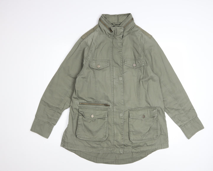 Marks and Spencer Women Khaki Green Military Jacket UK 12 Cotton Lined
