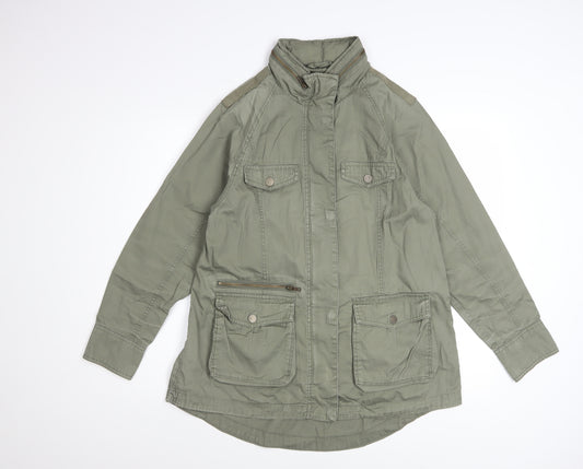 Marks and Spencer Women Khaki Green Military Jacket UK 12 Cotton Lined