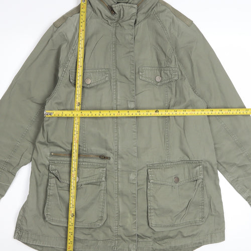 Marks and Spencer Women Khaki Green Military Jacket UK 12 Cotton Lined