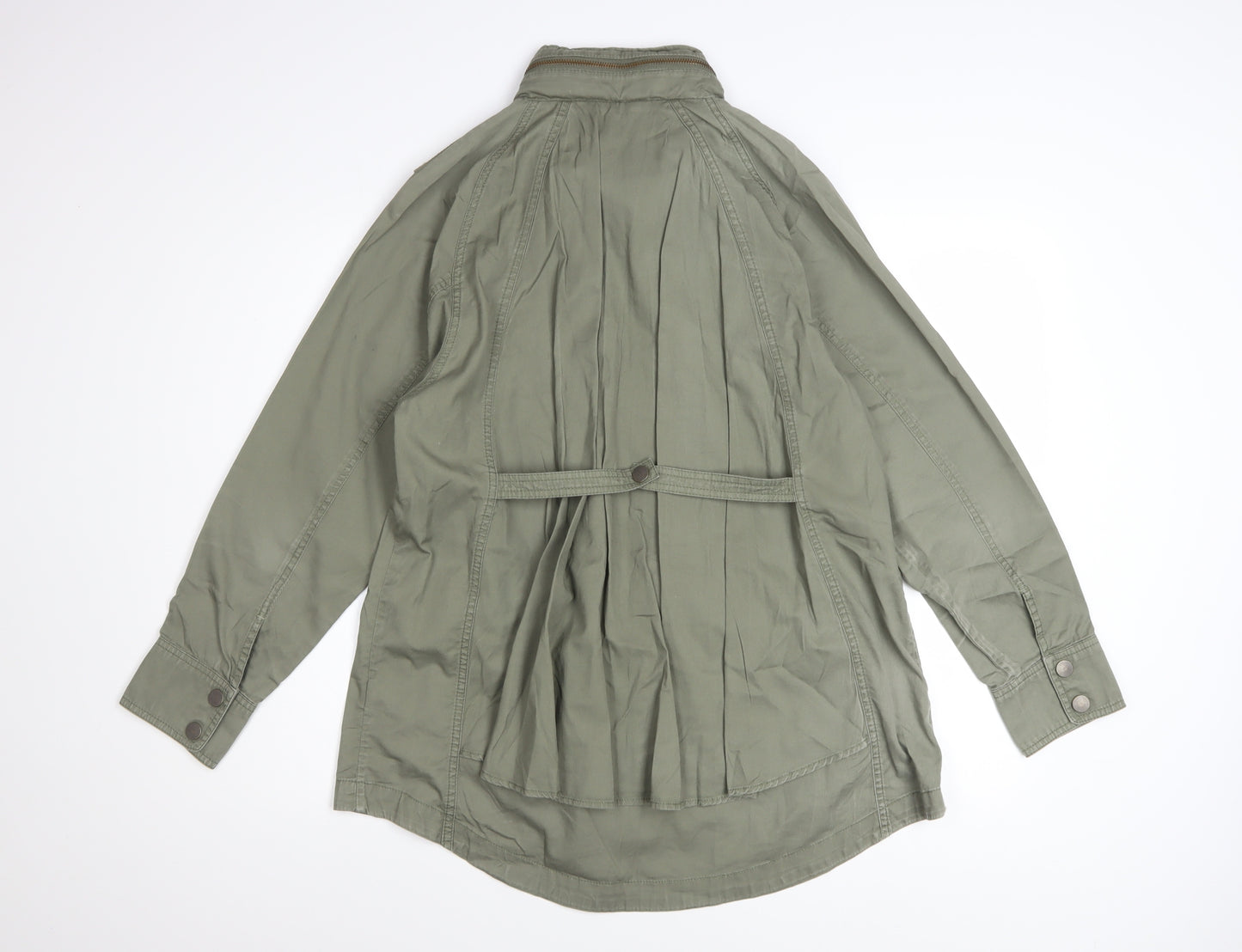 Marks and Spencer Women Khaki Green Military Jacket UK 12 Cotton Lined