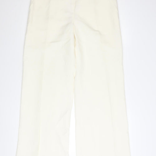 Marks and Spencer Women’s Ivory Silk Linen Wide-Leg Trousers UK 12 Long