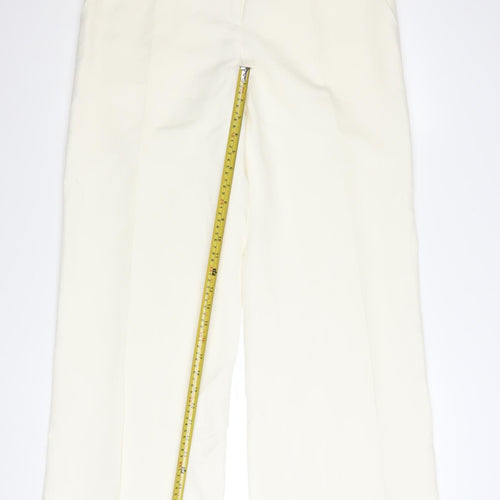 Marks and Spencer Women’s Ivory Silk Linen Wide-Leg Trousers UK 12 Long