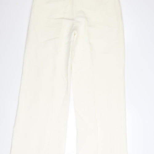 Marks and Spencer Women’s Ivory Silk Linen Wide-Leg Trousers UK 12 Long