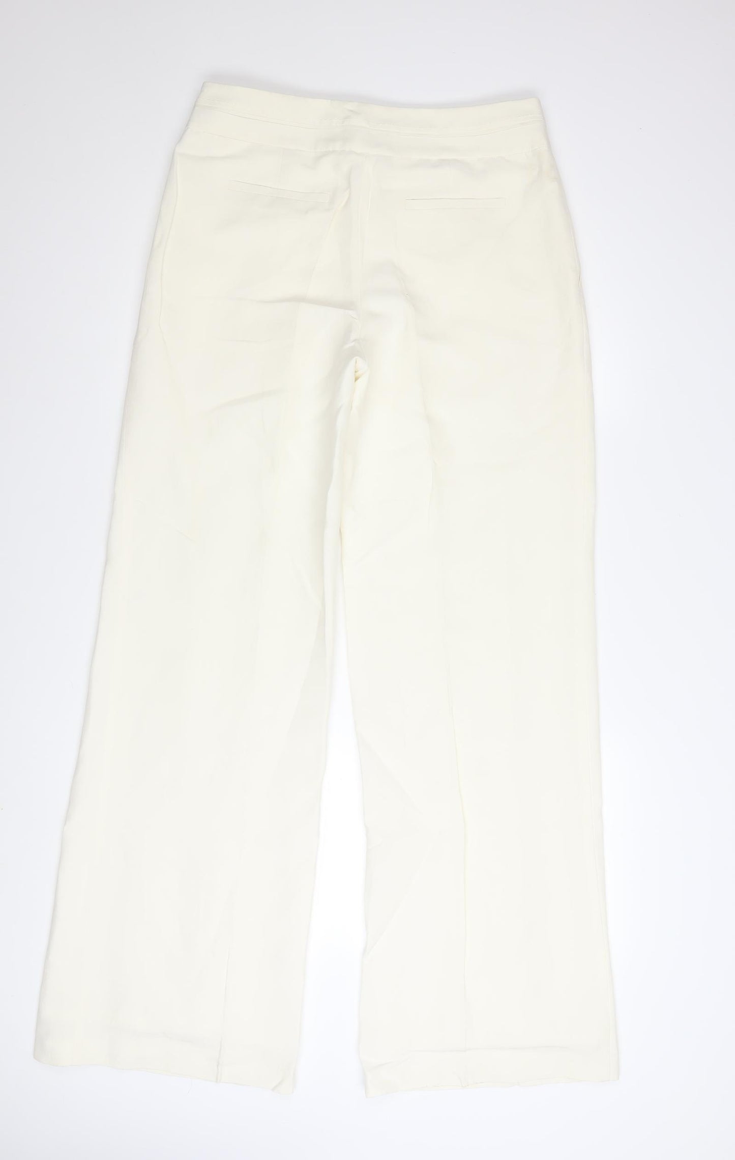 Marks and Spencer Women’s Ivory Silk Linen Wide-Leg Trousers UK 12 Long