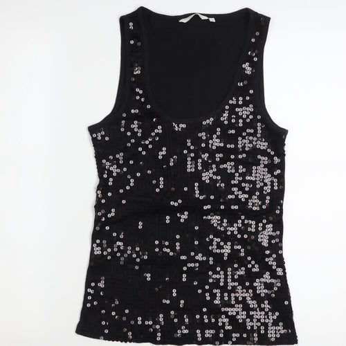 New Look Women Black Sequin Tank Top Size 16 Party Camisole
