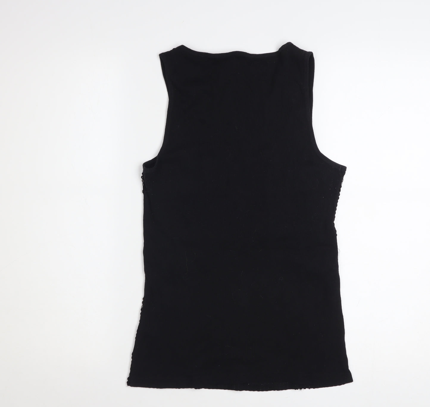 New Look Women Black Sequin Tank Top Size 16 Party Camisole