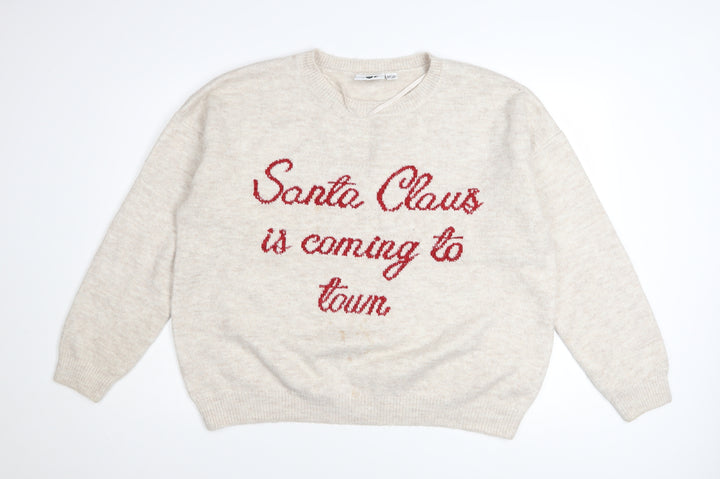 Lyrics By Ink Womens Beige L Christmas Jumper Pullover Sweater