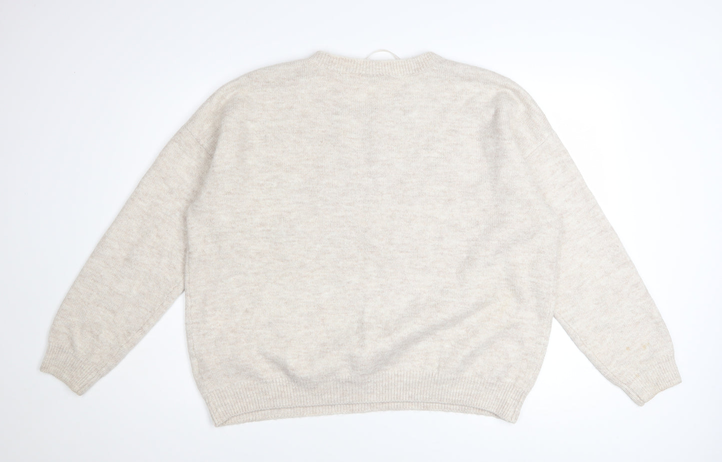 Lyrics By Ink Womens Beige L Christmas Jumper Pullover Sweater