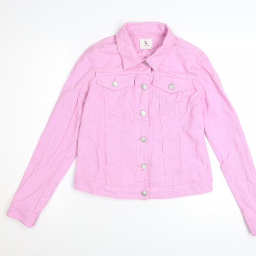 Tu Women Pink Cotton Denim Button-Up Jacket Size 8