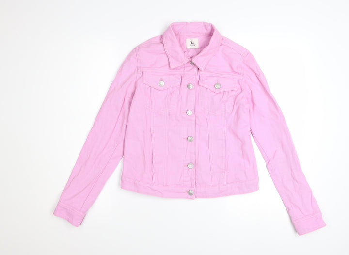Tu Women Pink Cotton Denim Button-Up Jacket Size 8