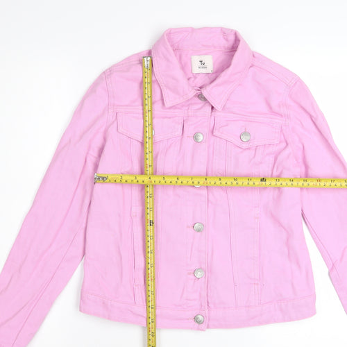 Tu Women Pink Cotton Denim Button-Up Jacket Size 8