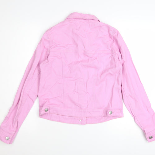 Tu Women Pink Cotton Denim Button-Up Jacket Size 8