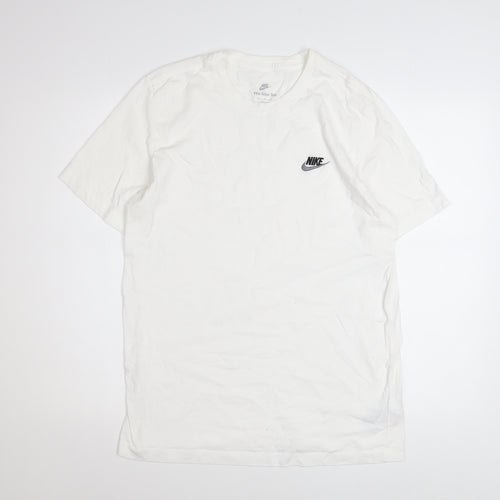 Nike Men's White Cotton Crew Neck Short Sleeve T-Shirt M